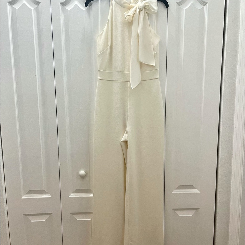 Vince Camuto Sleeveless Bow Tie Mock Neck Jumpsuit